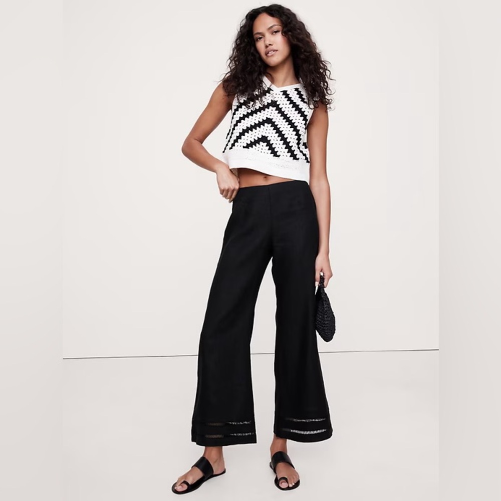 Banana Republic Black Kick Flare Linen Pants